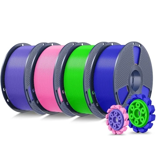 SUNLU Paquete de filamentos PLA+2.0 de 4 kg, filamento de impresora 3D PLA+ mejorado de 1.75 mm, más resistente y fuerte, 2.2 libras por carrete, 4 kg en total, rosa, morado lavanda, azul Klein y
