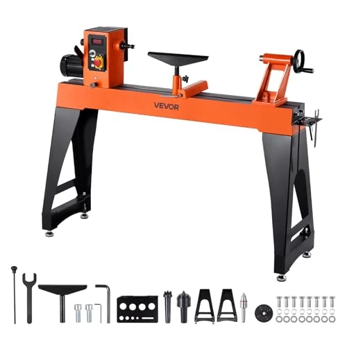 Offerta a tempo: VEVOR Tornio per Legno, 1,5 CV, Tornio da Banco per Legno con Velocità Variabile da 0 a 3200 giri/min, Banco da Lavoro da 406 x 1020 mm, Motore DC Senza Spazzole, Costruzione in Ghisa - 34% da 1639.90 € a 1075.90 €