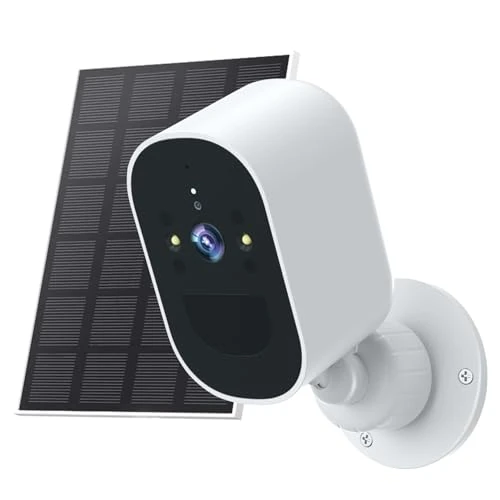 CoCosolacam 3 MP beveiligingscamera voor buiten, draadloos, zonnecamera, zonne-energie en ingebouwde accu, 6000 mA batterij, full-color nachtzicht, weerbestendig (IP66), lokale opslag en