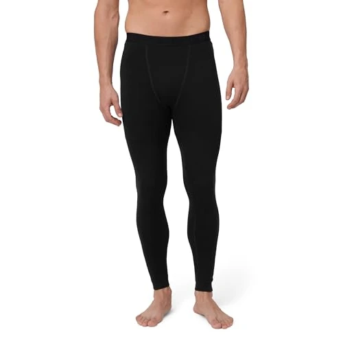 DANISH ENDURANCE Pantaloni Termici Uomo in Lana Merino per Freddo Estremo, Leggings Invernali, Nero, S