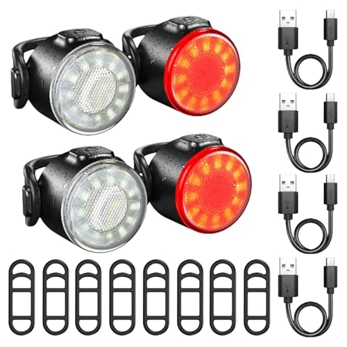 VEGOATY 4 Stück Kinderwagen Licht USB wiederaufladbares helles Licht, Kinderwagen Beleuchtung Kinderwagen Lampen LED mit weißem rotem Licht, Licht Kinderwagen Zubehör für alle Kinderwagen