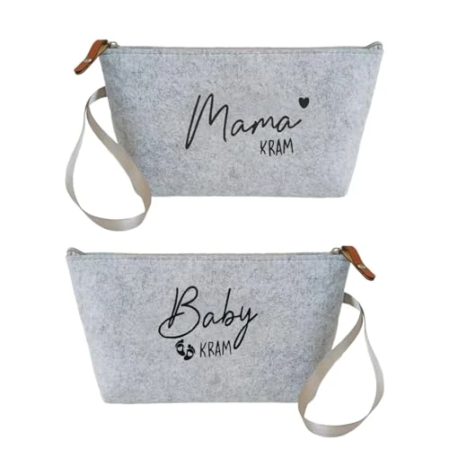 OUDQFCJ Neceser de Bebé Madre Niños, 2 piezas, Hecha a Mano con Cremallera, Colgantes de Flores, Bolso Organizador Pequeño para Accesorios de Aseo e Higiene del Bebé, Bolsa, Regalo para Recién Nacido