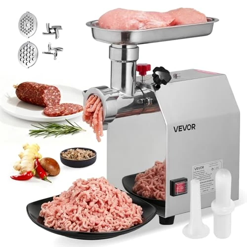 Offre limitée : VEVOR Hachoir à viande électrique, capacité de 2,04 kg/min, poussoir à saucisses industriel de comptoir avec lame, plaque de broyage, hachoir commercial en acier inoxydable pour cuisine et restaurant de 122.99 € à 95.60 € (22% de remise)