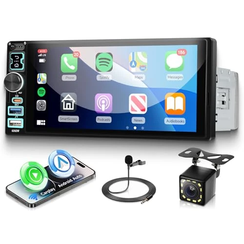 Offerta a tempo: VECHTEL Autoradio 1 Din con Carplay Android Auto senza Fili, 6,8 Pollici IPS HD Schermo Tattile Stereo Auto Bluetooth,Supporto Radio FM Mirror Link USB/Type-C Comandi al Volante Telecomando Telecamera - 30% da 89.99 € a 62.99 €