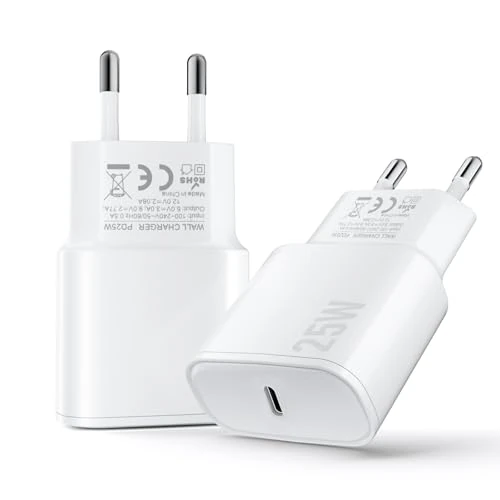 Offerta a tempo: TYW Caricatore USB C, 2 Pack 25W Presa USB C per iPhone 17/16/15/14/13 - 44% da 15.99 € a 8.99 €