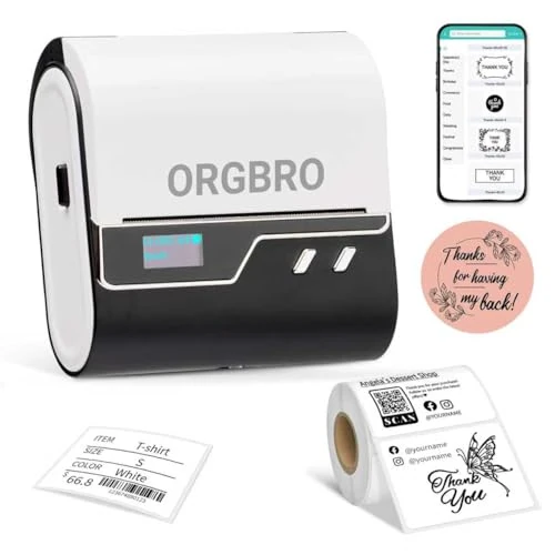 期間限定オファー: ORGBRO Z3 Label Maker Machine with Tape, 3 Inch Bluetooth Thermal Label Printer, Portable Sticker Printer for Small Business, Office, Home Organization, Barcode, Address, Compatible with Phones & PC 通常価格 29.99 JPY セール価格 13.44 JPY (割引 55%)