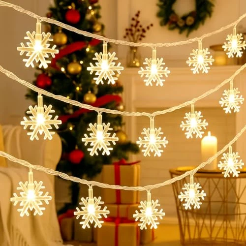 Offre limitee: AebeChun Guirlande Lumineuse de Flocon de Neige, 5M 30LED Lumières de Noë avec Timer, Alimenté par Pile, 2 Modes, Adaptée aux Décorations de Noël, Fêtes et Mariages(Blanc Chaud) de 11.99 EUR a 4.39 EUR (economie 63%)