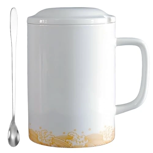 Tijdelijke aanbieding: Jumbo Koffiemok 1000ML, Extra Grote Keramische Koffiemok, Grote koffiekop XXL, Big Mug 1 Liter met Deksel en Lepel voor Kantoor en Thuis, Wit van 36.99 EUR naar 36.99 EUR (korting 0%)