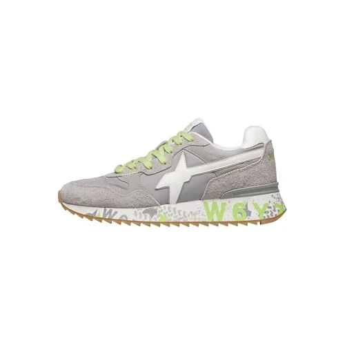 w6yz Sneakers in Tessuto Tecnico e Suede, Grigio-Bianco 43
