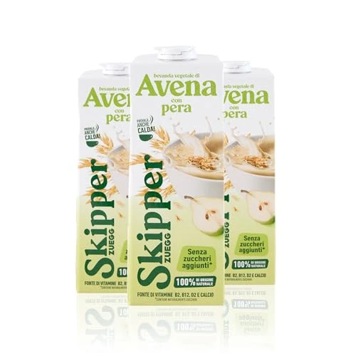 Offerta a tempo: Zuegg Skipper, Bevanda Vegetale di Avena con Frutta Gusto Pera, Senza Zuccheri Aggiunti, Senza Lattosio - Fonte di Vitamine B12, B2, D2 e Calcio, 100% Origine Naturale (Pera, 1L x 3 Brick) - 50% da 8.99 € a 4.49 €