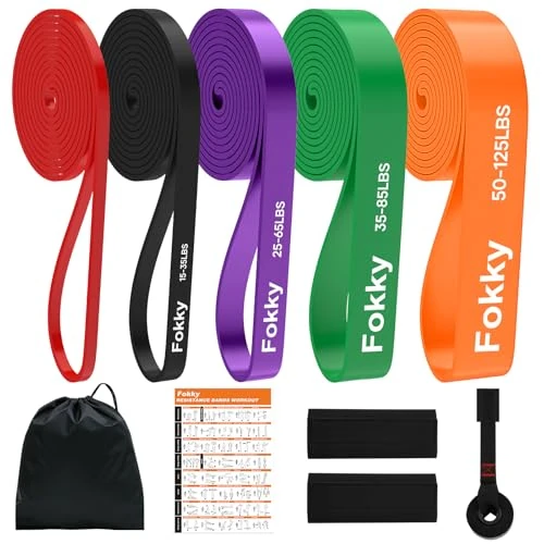 Tijdelijke aanbieding: Fokky Fitnessbanden Weerstandsbanden - Set van 5, Weerstandsbanden met Deuranker & Beschermpads, Gymnastiekband, Optrekbanden voor Spieropbouw, Krachttraining en Bodybuilding van 30.99 € naar 24.43 € (21% korting)