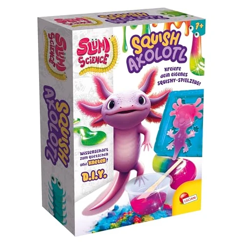 Lisciani - SLUMI Science Squish Axolotl zestaw naukowy "zrób to sam" od 7 lat – Squishy samodzielne wykonanie z kolorami i kształtami – eksperyment chemiczny dla dzieci – zabawka przeciw stresowi
