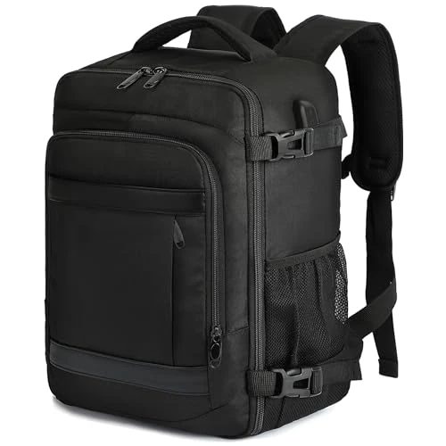 KLOSTAIN Borse da cabina 40x30x20 per Wizzair Eurowings Backpack da viaggio sottosedile Bagaglio a mano Borsa da trasporto Dimensione cabina 24L per aerei Volo Ruscksack Nero