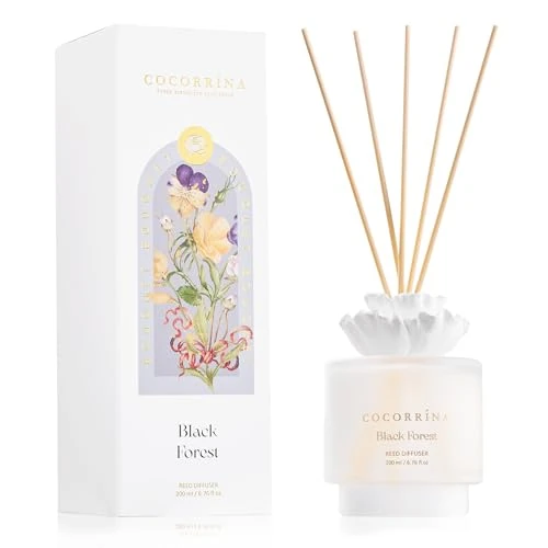 Offerta a tempo: COCORRÍNA Profumo per Ambienti con 8 Bastoncini di Fragranza 200ml, Black Forest, Lunga Durata, Profumo per Bagno, Soggiorno, Camera da Letto, Decorazione per Scaffali (Fiore di Gesso) - 50% da 19.99 € a 9.99 €