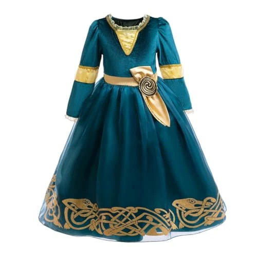 Oferta ograniczona: Lito Angels Dziewczęca sukienka księżniczki Merida, wiek 2-11 lat, średniowieczna fantazyjna suknia z długimi rękawami, na Halloween, Boże Narodzenie, Światowy Dzień Książki i przyjęcie urodzinowe z 35.99 EUR na 31.99 EUR (znizka 11%)