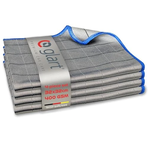 Offerta a tempo: Glart 44C4B - 4 panni in carbonio, per la pulizia delle finestre, in carbonio, per auto, in microfibra, senza strisce e strisce, senza pelucchi, 50 x 40 cm, 400 g/m² - 0.00% da 16.25 € a 16.25 €