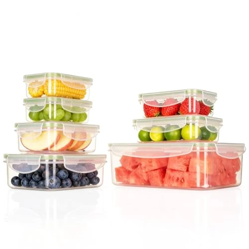 Offerta a tempo: VINATO Set di 7 Contenitori per Alimenti con Coperchi, Contenitori Ermetici in Plastica, Scatole Rettangolari per Preparazione dei Pasti, Senza BPA, 0,12-2,5L, per Microonde Lavastoviglie Frigorifero - 0.00% da 13.99 € a 13.99 €