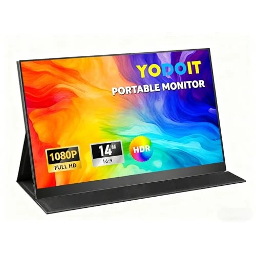 Yodoit Monitor portatile 14 pollici 1920 × 1080 100% sRGB FHD Schermo Display IPS con USB Tipo C Altoparlanti incorporati protezione degli occhi per PC, laptop, MacBook, Xbox, PS 3/4/5, Switch