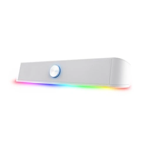 Zeitlich begrenztes Angebot: GXTrust 1619W Rhox PC Soundbar mit RGB Beleuchtung 12W (6W RMS), Stereo Computer Boxen, USB-Betrieb, 3.5 mm AUX Anschluss, Kleine PC Lautsprecher für Desktop TV Laptop, Weiß von 29.99 € auf 29.99 € (0.00% Rabatt)