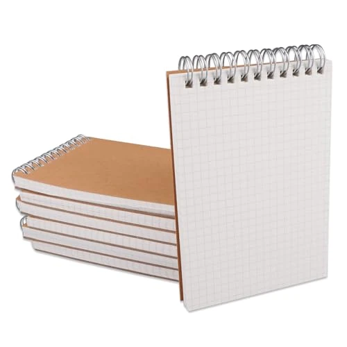 Notatnik A6 w kratkę, 8 sztuk, 14,5 x 10,5 cm, spirala 80 kartek/160 stron, notatnik A6 w kratkę, mały blok spiralny, możliwość odrywania, przenośny notatnik kieszonkowy, do domu, szkoły i pracy