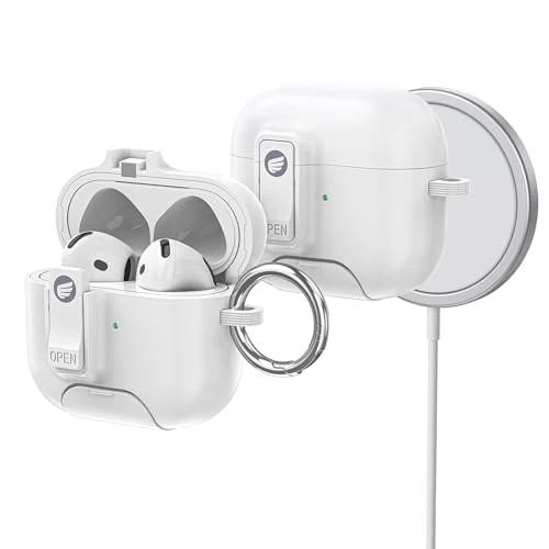 ORICO Etui na słuchawki AirPods 4 generacji ze stojakiem, ładowaniem MagSafe i magnetyczną pokrywką, silna ochrona przed upadkiem, białe -CP34