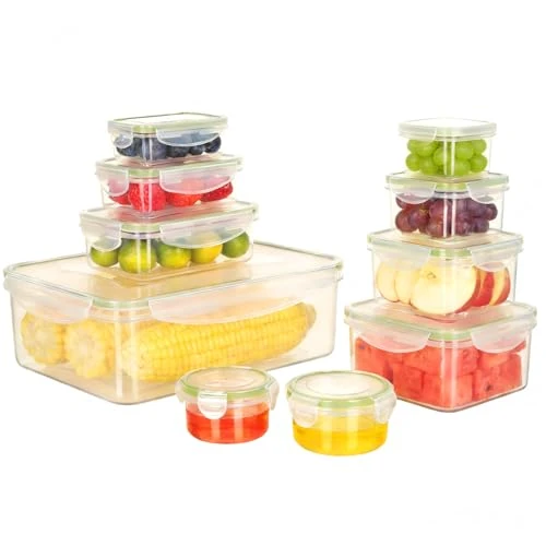 Offerta a tempo: VINATO Set di 10 Contenitori per Alimenti con Coperchi, Contenitori Ermetici in Plastica, Scatole Rettangolari per Preparazione dei Pasti,Senza BPA, 0,12-3,8L, per Microonde Lavastoviglie Frigorifero - 10% da 14.99 € a 13.53 €