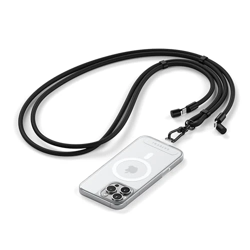 Oferta limitada: SATECHI OntheGo™ Cuerda para Móvil USB-C con Carga Rápida 60W, Datos 480Mbps, Cordón para Móvil Ajustable 1,5 m con Cable Trenzado para iPhone 17 16 15, Galaxy, Android y más – Negro de 24.40 EUR a 24.40 EUR (ahorro 0%)