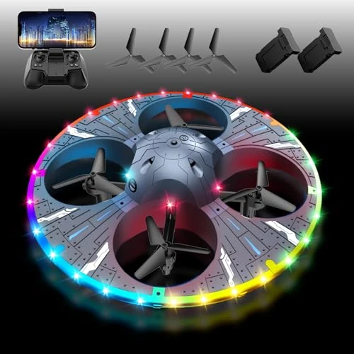 Limitiertes Angebot: Charmofun UFO Drohne mit Kamera, Drohne für Kinder und Anfänger mit Bunten LED-Lichtern, Kinder Quadrocopter Flugspielzeug mit 360° Flip, Zwei Akkus, Mini Drohn ein Geschenk für Jungen und Mädchen von 42.99 EUR auf 29.66 EUR (Spare 31%)