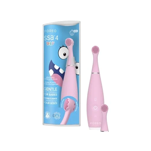 Offerta a tempo: FOREO issa 4 baby – Set spazzolino elettrico sonico in silicone per bambini, setole bifacciali, pulizia denti, massaggio gengivale, 12 mesi di cura con testina extra, 240 giorni batteria, portatile - 38% da 39.90 € a 24.90 €