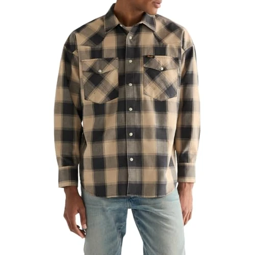Limited-time offer: WRANGLER - Shirt Men - Oversized Fit - Western Shirt - Curds And Whey from 59.20 £ to 42.86 £ (save 27.6%)
