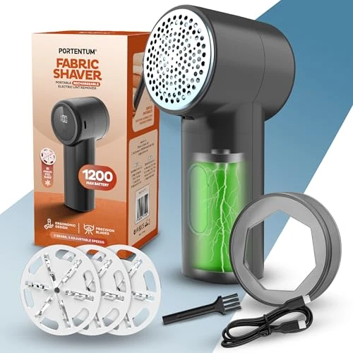 Limited-time offer: PORTENTUM Electric Lint Shaver - LED Display, 3 Levels 9,000 rpm, 6 Blade Head, 2 Hours Runtime, Lint Remover USB-C Rechargeable, Compact and Powerful for Clothes & Household from $26.47 to $26.47 (save 0.00%)
