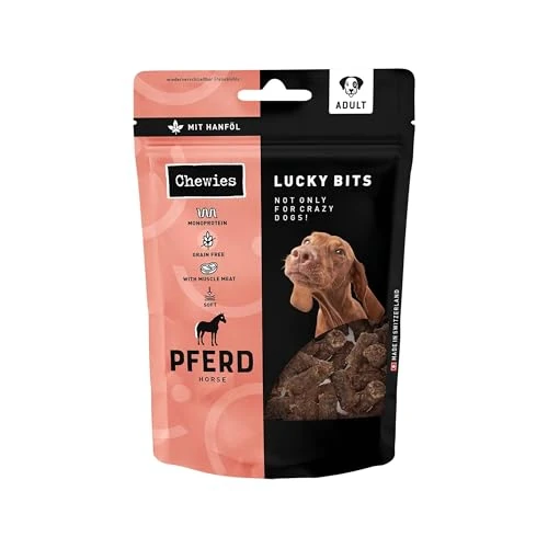 Begrenztes Angebot: Chewies Lucky Bits Pferd Adult Hundeleckerli - Hunde-Leckerlis getreidefrei & Soft mit viel Protein und Superfoods wie Bierhefe oder Ginkgo, ohne Zucker (80 g) von 3.99 EUR auf 3.99 EUR (Rabatt 0%)