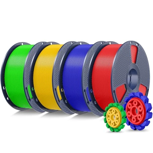 SUNLU 4KG PLA+2.0 Filament Bundle, Filamento PLA Plus di Aggiornamento per stampante 3D, 4KG in Totale, Bobina da 1kg, Rosso+Blu Klein+Verde+Giallo