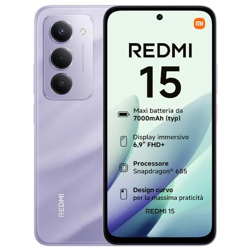 Xiaomi Redmi 15, Smartphone 8+256GB, 6.9" FHD+ 144Hz DotDisplay, Snapdragon 685, 50MP AI Dual Camera, 7000mAh Battery, Titan Gray, Charger Not Included