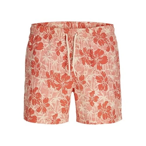 Offerta a tempo: JACK & JONES Jpstmaui Flower Seersucker Swim Shorts, Corallo, XXL Uomo - 15% da 24.99 € a 21.24 €