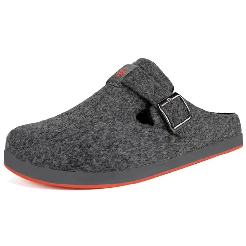 Sisttke Pantoffels voor dames en heren, vilten pantoffels, uniseks, voor de winter, gesloten, met verwisselbaar voetbed, Grijs 2440, 45 EU