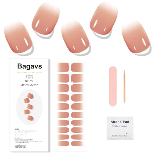 Bagavs Unghie Gel Adesive UV 20 PCS - Arancio Gradiente | Strisce Semiindurite Autoadesive per Manicure Casa