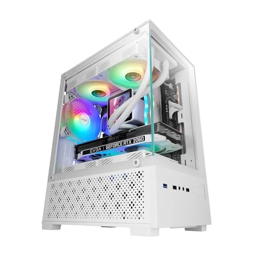 Limitiertes Angebot: Mars Gaming MC-SE2, MicroATX Gaming-Gehäuse, Gehärtetes Glas an Vorder- und Seitenwand ohne Rahmen, 120mm FRGB-Lüfter, Zwei-Kammer-Struktur, Kompaktes PC-Gehäuse mit großem Innenraum, Weiß von 40.90 EUR auf 40.90 EUR (Spare 0%)