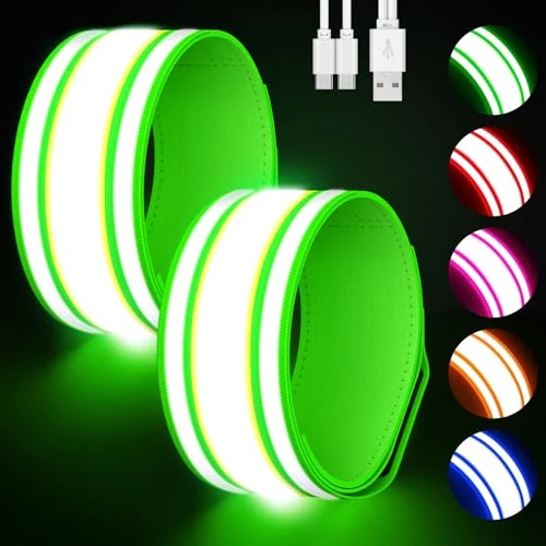 Limited-time offer: Samlior LED Armband for Running 2 Pack, 5 Colors 3 Lights Modes Rechargeable Reflective Light Up Arm Bands, High Visibility Reflective Gear for Running Walking Cycling at Night (Green) from 18.86 GBP to 18.86 GBP (save 0%)