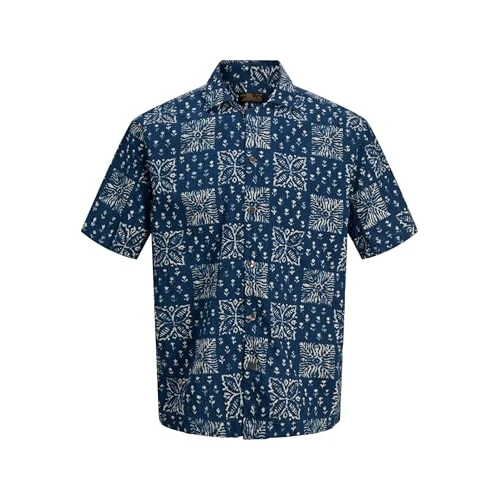 Offerta a tempo: JACK & JONES Jprblulyon Print Dobby S/S Shirt SN, Sky Captain, XXL Uomo - 15% da 34.10 € a 28.98 €