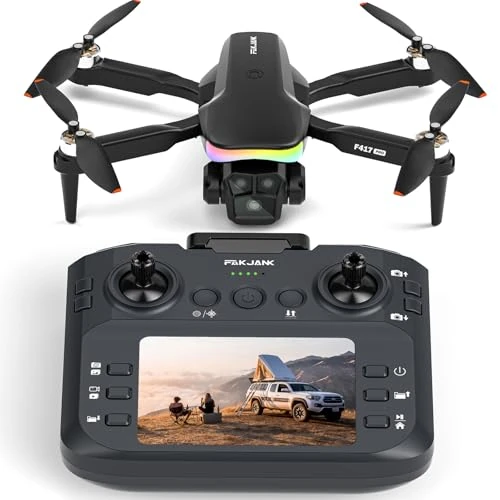 Drone met 4K camerascherm, afstandsbediening, RGB LED-licht FPV-drone, quadcopter voor volwassenen, headless-modus, optische stromingspositionering, opstijgen/landen met één knop, 3 snelheidsmodi