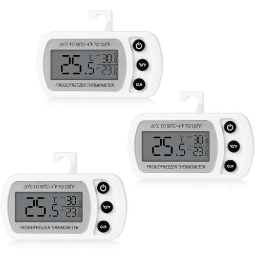 Zeitlich begrenztes Angebot: Cozary 3 Stück Kühlschrankthermometer Digital, Magnetische Kühlschrank Thermometer mit Haken, Gefrierschrank Thermometer, Leicht Ablesbares LCD-Display, für Zuhause, Restaurants, Bars von 11.20 € auf 11.20 € (0.00% Rabatt)