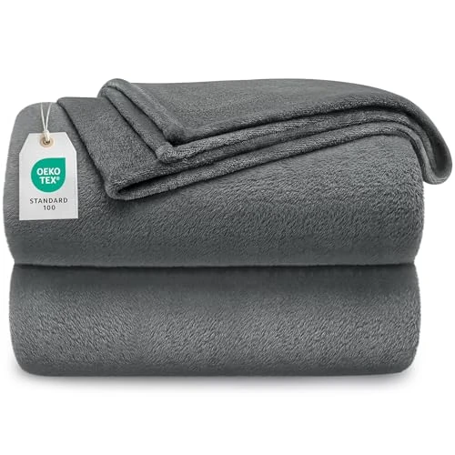 berssen Cuddly Blanket, Fluffy Blanket, Fleece Blanket, Sofa Throw, Dark Grey, 150 x 200 cm