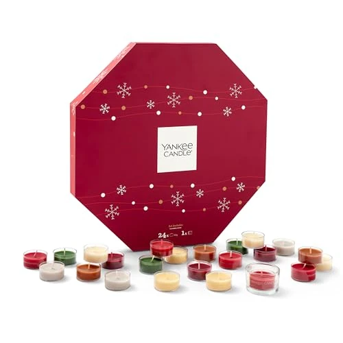Yankee Candle Adventskalender 2025 Krans | Geurkaarsen Geschenkset | 24 Geurtheelichtjes en 1 theelichthouder | Perfecte kerstcadeaus voor vrouwen