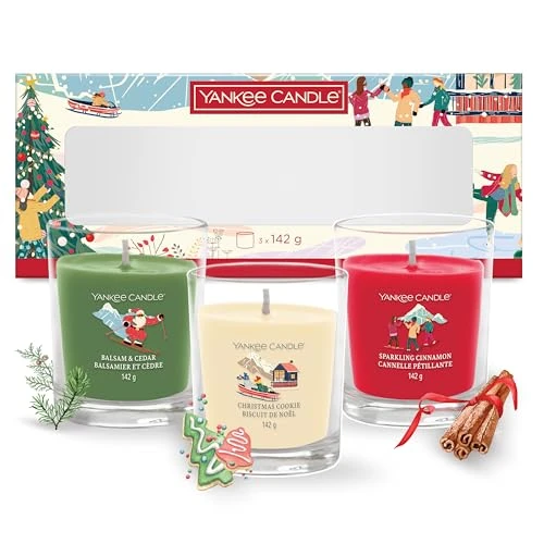 Yankee Candle Świąteczne świece zapachowe, zestaw upominkowy, 3 świece, kolekcja Après Ski Collection, idealne prezenty świąteczne dla kobiet