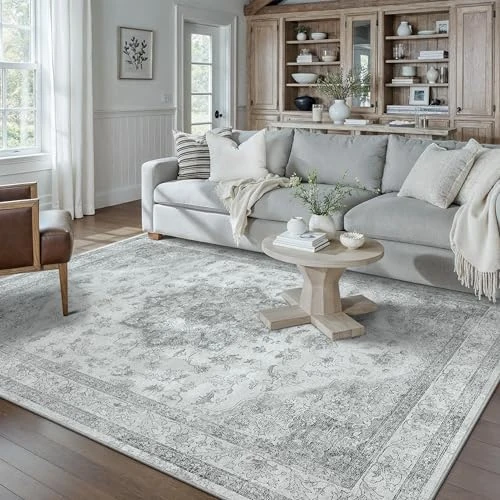 Zeitlich begrenztes Angebot: PureCozy Vintage Grauer Teppich Wohnzimmer 140x200cm Waschbar von 53.99 € auf 44.99 € (17% Rabatt)