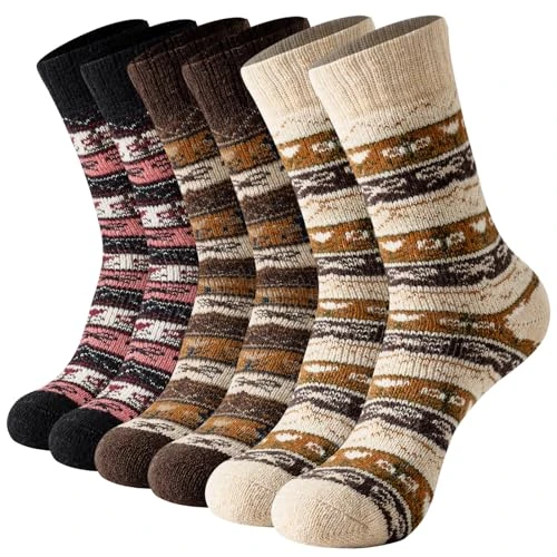 Offerta a tempo: BONANGEL Calzini Termiche Donna in Lana Merino 3 Paia Trekking Sportivi Calze Caldi Colorati per l'Inverno Regalo Natale - 36% da 14.99 € a 9.59 €