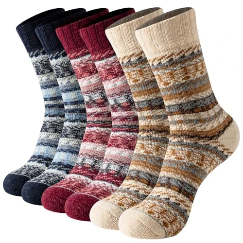 Offerta a tempo: BONANGEL Calzini Termiche Donna in Lana Merino 3 Paia Trekking Sportivi Calze Caldi Colorati per l'Inverno Regalo Natale - 36% da 14.99 € a 9.59 €