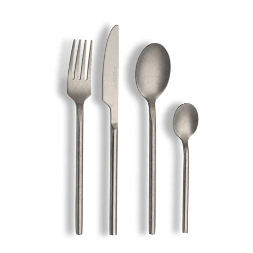 Offerta a tempo: ECHTWERK Posate da tavola Malou, argento stonewashed, 16 pezzi, posate per fino a 4 persone, acciaio inox di alta qualità, acciaio cromato-nickel - 56% da 49.31 € a 21.55 €
