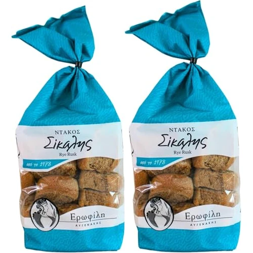 Offerta a tempo: Erofili Artisan – Biscotti di Segale di Creta, Tradizionali e Croccanti per Insalata Dakos, 100% Naturali, Cotti in Forno Familiare in Creta – 2 Confezioni da 400g (Totale 800g) - 0.00% da 11.99 € a 11.99 €